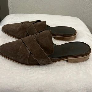 Brown slip ons